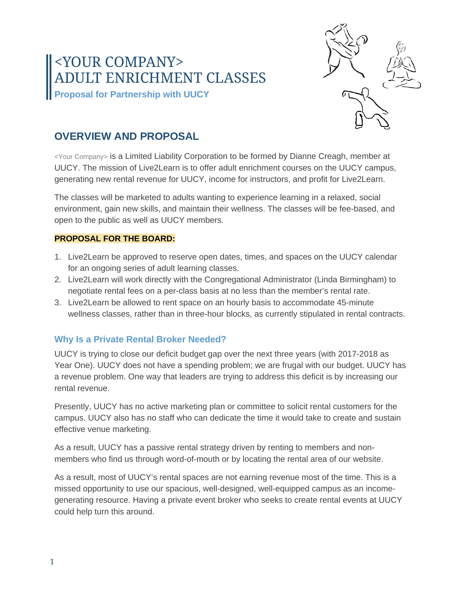First page of the formatted Live2Learn proposal
