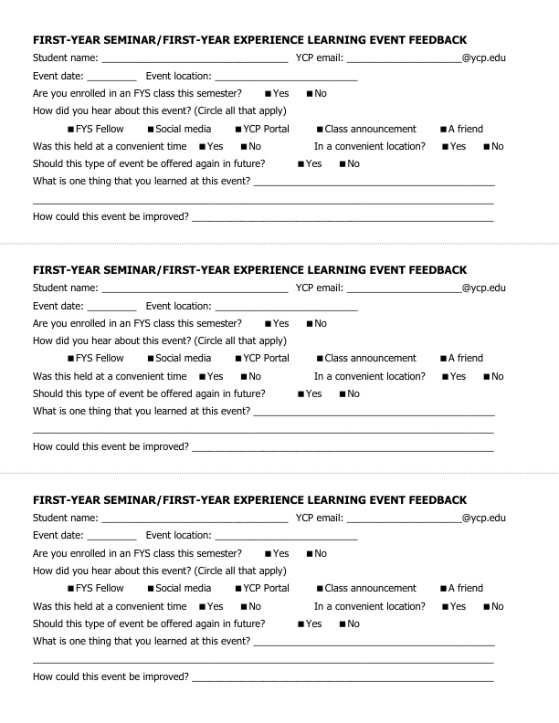 First page of 05 Event Feedback Form